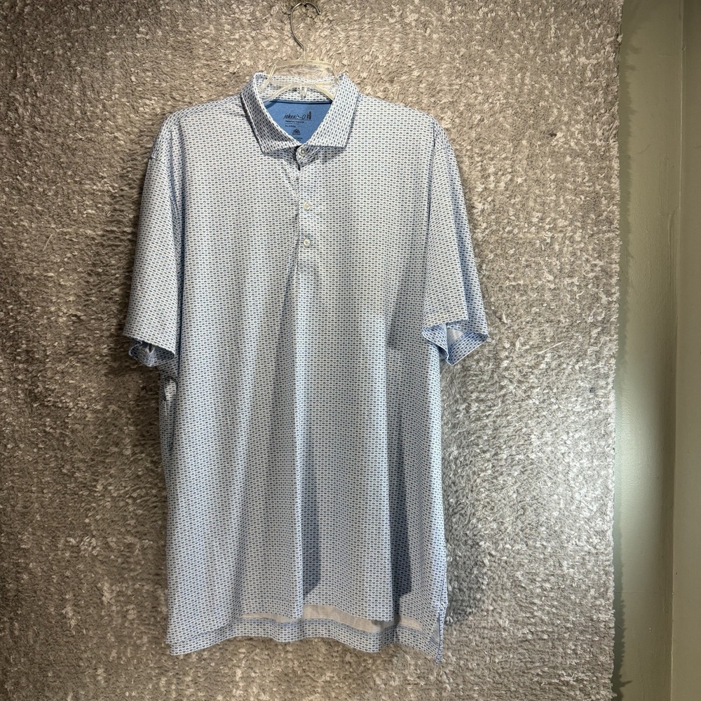 Johnnie O Polo Shirt Mens XL Blue Performance Golf Stretch UPF 50 Preppy